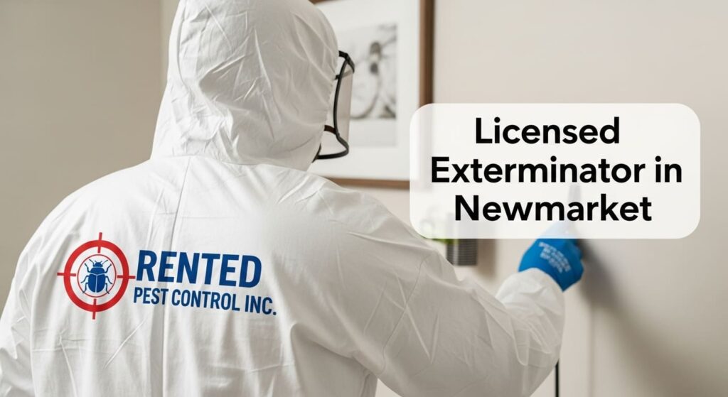 Pest control technician inspecting home in Newmarket ON